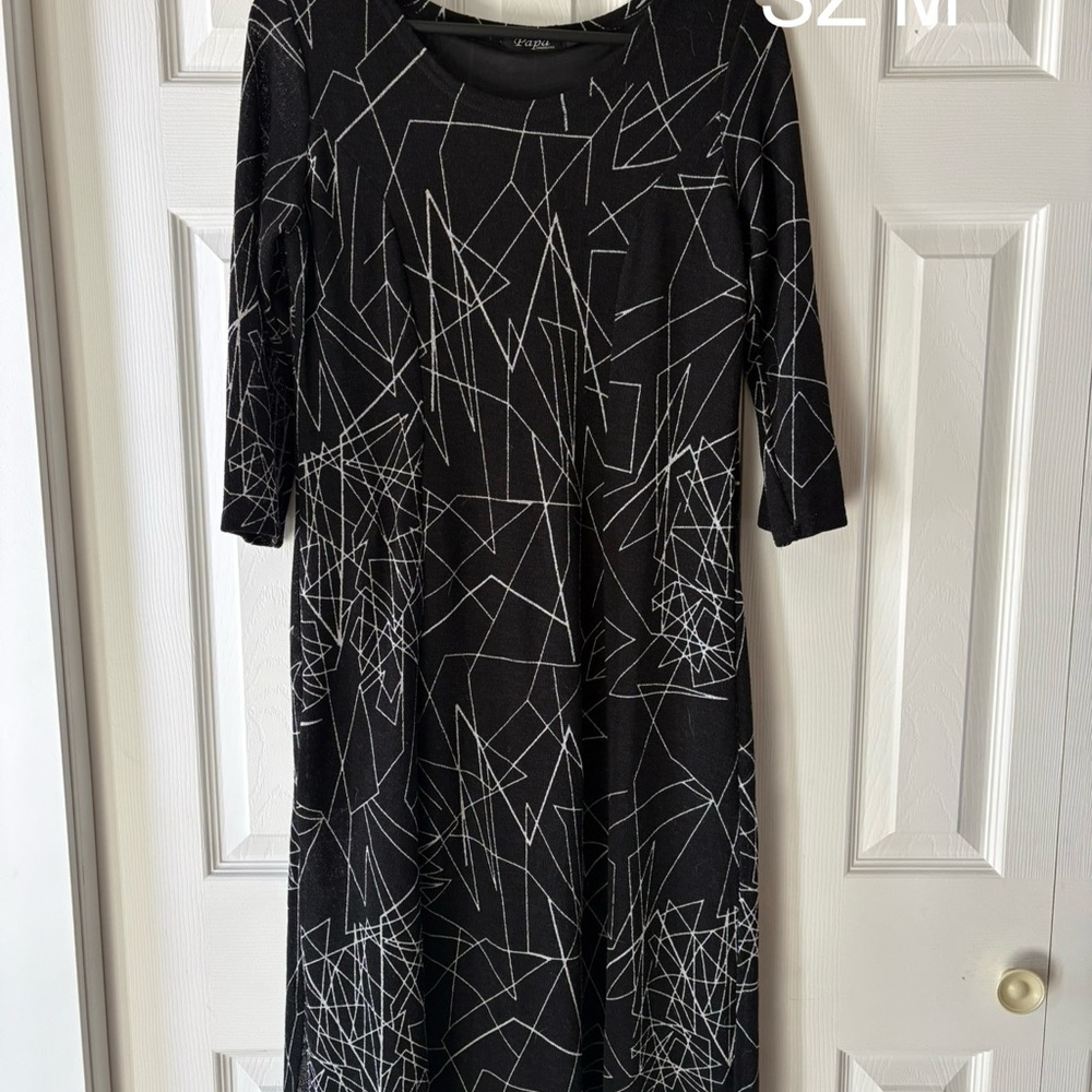 Papillon Black Geometric Pattern Dress